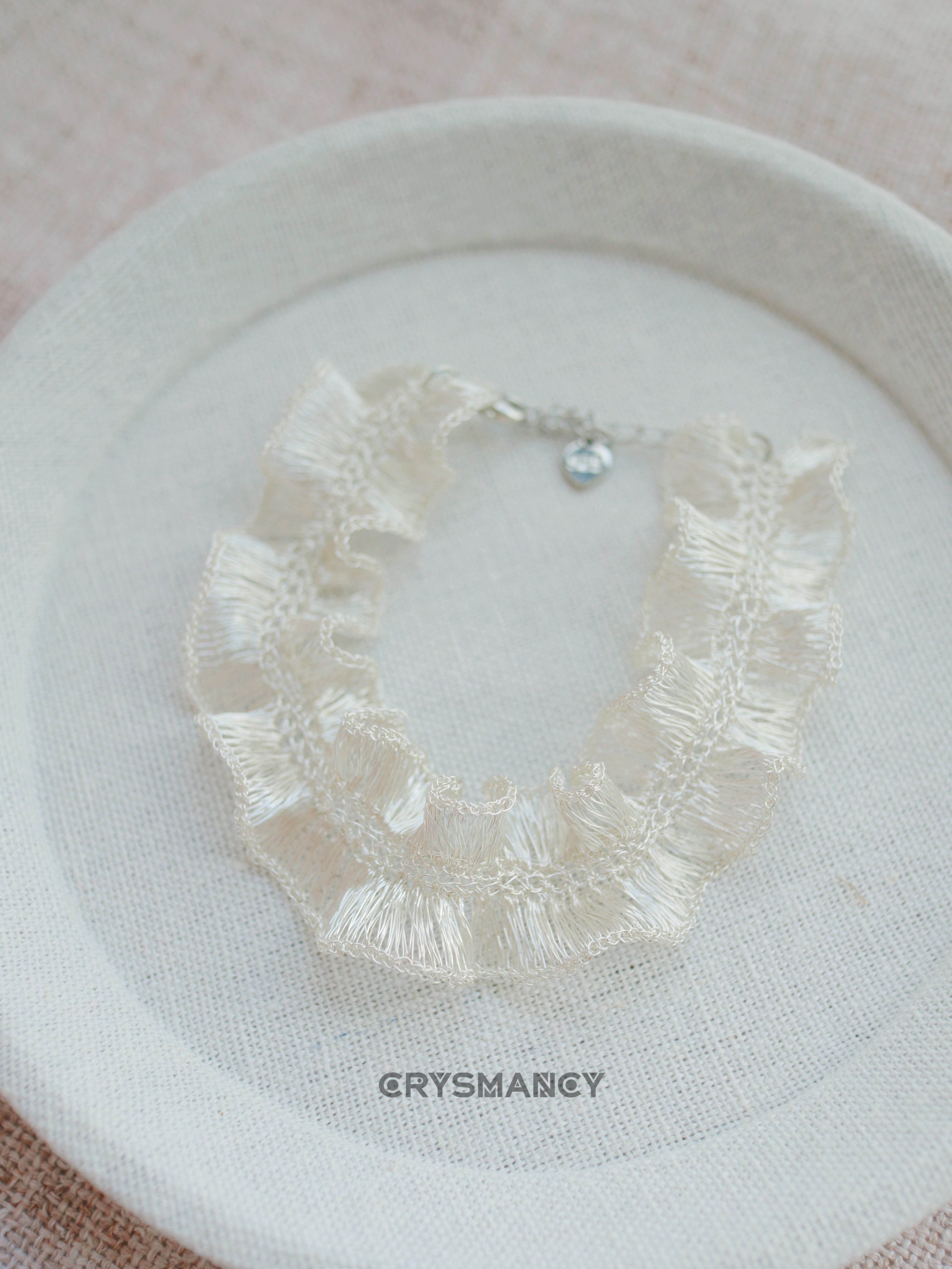 Handwoven Ruffle Bracelet, Sterling Silver or Vegan Metallic, Statement Cuff Jewelry - handcrafted artisan product